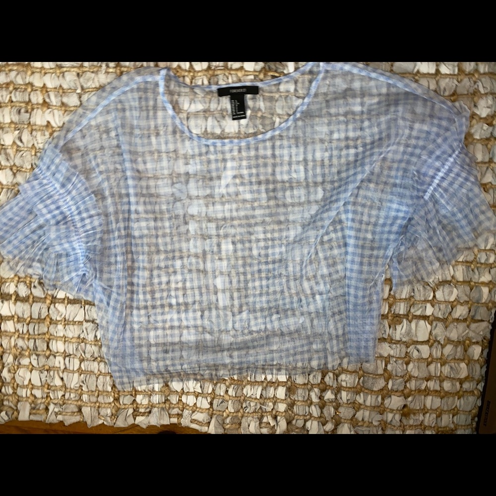 Gingham Sheer Mesh Crop